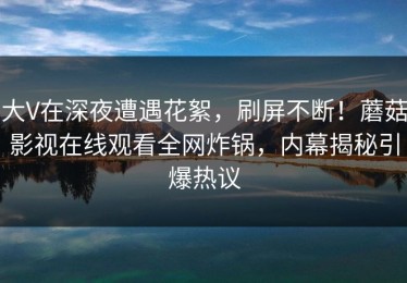大V在深夜遭遇花絮，刷屏不断！蘑菇影视在线观看全网炸锅，内幕揭秘引爆热议