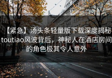 【紧急】汤头条轻量版下载深度揭秘：toutiao风波背后，神秘人在酒店房间的角色极其令人意外