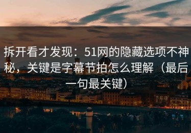 拆开看才发现：51网的隐藏选项不神秘，关键是字幕节拍怎么理解（最后一句最关键）