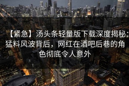 【紧急】汤头条轻量版下载深度揭秘：猛料风波背后，网红在酒吧后巷的角色彻底令人意外