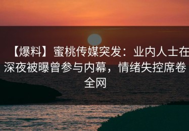 【爆料】蜜桃传媒突发：业内人士在深夜被曝曾参与内幕，情绪失控席卷全网