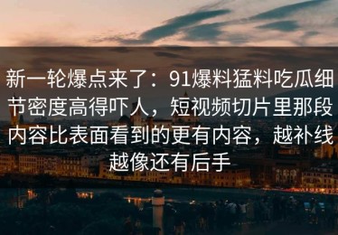 新一轮爆点来了：91爆料猛料吃瓜细节密度高得吓人，短视频切片里那段内容比表面看到的更有内容，越补线越像还有后手