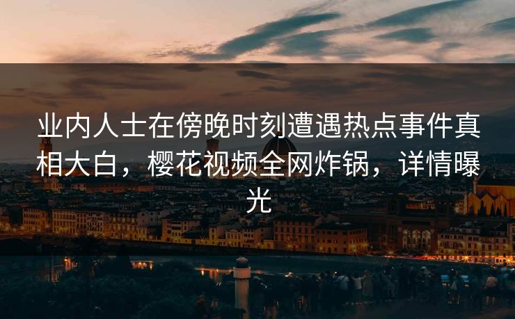 业内人士在傍晚时刻遭遇热点事件真相大白，樱花视频全网炸锅，详情曝光