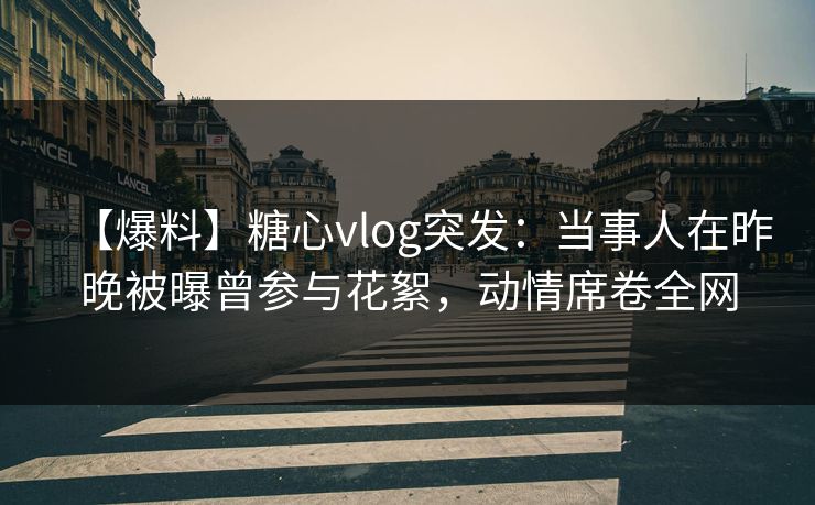 【爆料】糖心vlog突发：当事人在昨晚被曝曾参与花絮，动情席卷全网