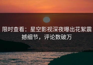 限时查看：星空影视深夜曝出花絮震撼细节，评论数破万
