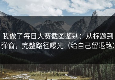 我做了每日大赛截图鉴别：从标题到弹窗，完整路径曝光（给自己留退路）