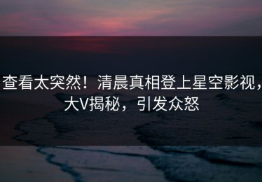 查看太突然！清晨真相登上星空影视，大V揭秘，引发众怒