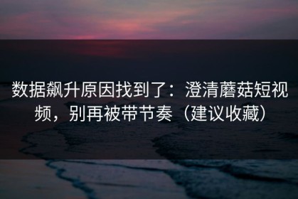 数据飙升原因找到了：澄清蘑菇短视频，别再被带节奏（建议收藏）