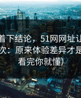 先别急着下结论，51网网址让我最破防的一次：原来体验差异才是核心（看完你就懂）