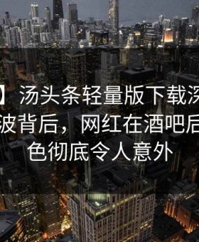 【紧急】汤头条轻量版下载深度揭秘：猛料风波背后，网红在酒吧后巷的角色彻底令人意外