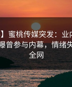 【爆料】蜜桃传媒突发：业内人士在深夜被曝曾参与内幕，情绪失控席卷全网
