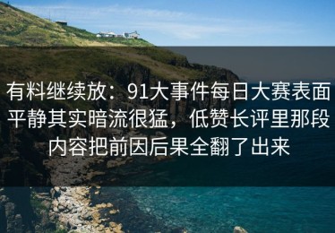 有料继续放：91大事件每日大赛表面平静其实暗流很猛，低赞长评里那段内容把前因后果全翻了出来