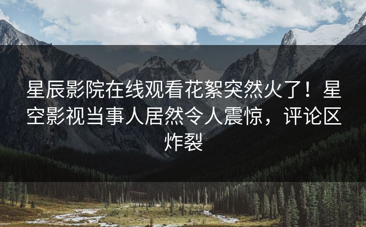 星辰影院在线观看花絮突然火了！星空影视当事人居然令人震惊，评论区炸裂