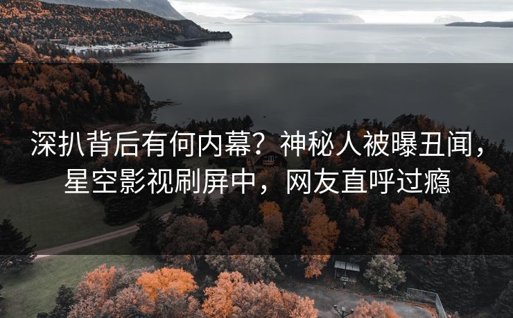 深扒背后有何内幕？神秘人被曝丑闻，星空影视刷屏中，网友直呼过瘾