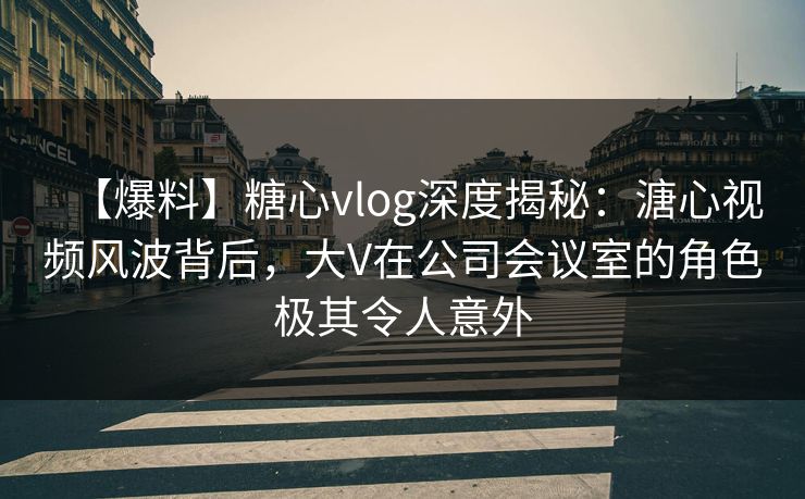 【爆料】糖心vlog深度揭秘：溏心视频风波背后，大V在公司会议室的角色极其令人意外